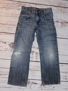 Lee Boys Slim Fit Distressed Jeans Size 6 Regular Adjustable Waist Denim